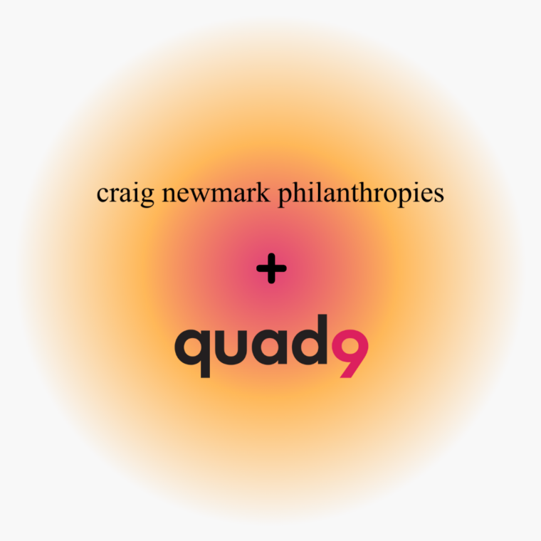 yellow with centered red hue featuring announcement of craig network philanthropies working with quad9
