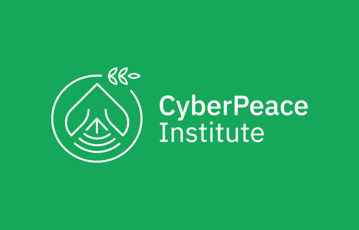 green background, CyberPeace Institute logo and icon