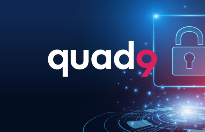 quad9 logo with digital lock to the right