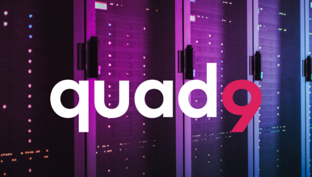 tech background with a purple hue and quad9 logo