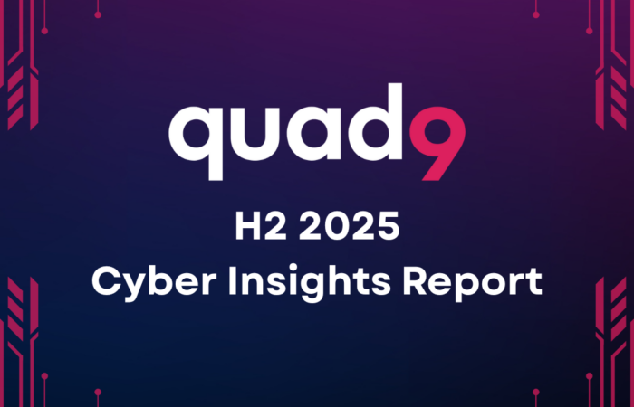 purple background with pink tech lines and in front Q9 logo and H2 2025 Cyber Insights Report
