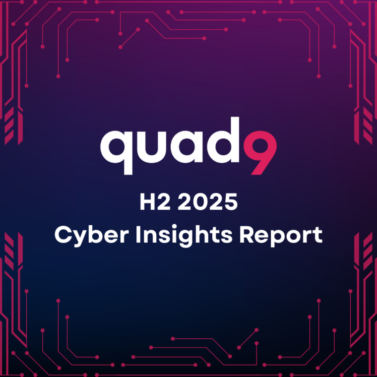 purple background with pink tech lines and in front Q9 logo and H2 2025 Cyber Insights Report