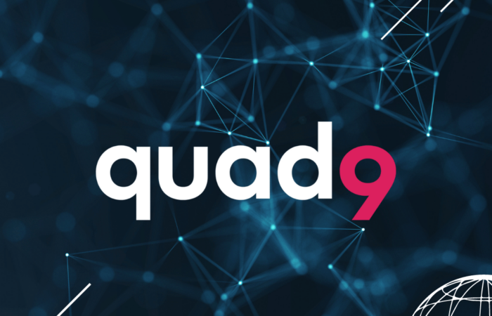 tech background with quad9 logo