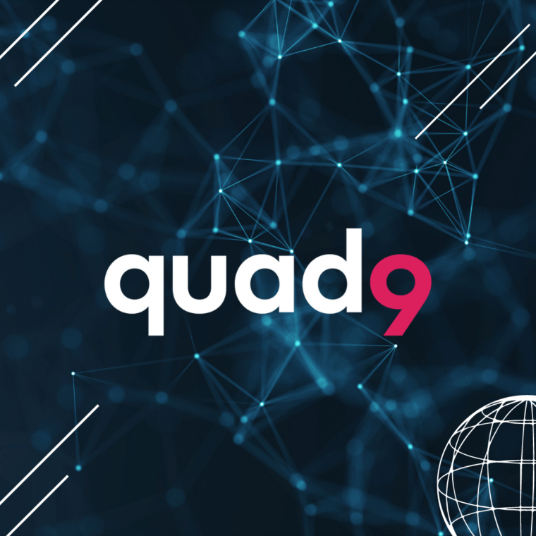 tech background with quad9 logo