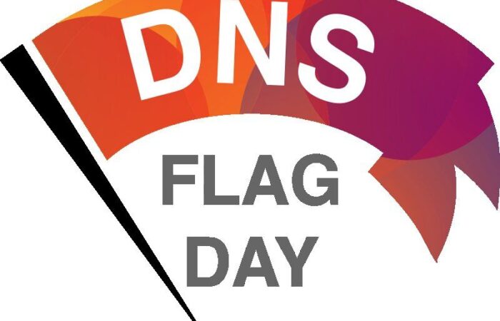 DNS waved on a flag below states flag day