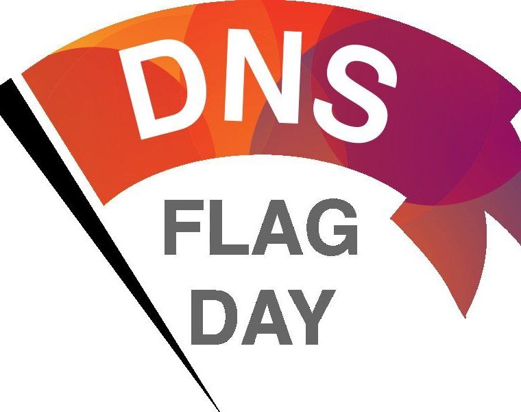 DNS waved on a flag below states flag day