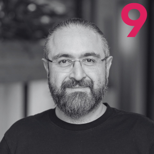 Staff Highlight of Babak Farrokhi with red 9: quad 9 Director of Operations