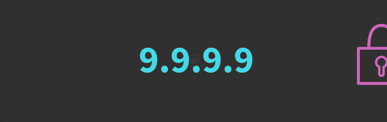 quad9 logo with pink lock over black ground