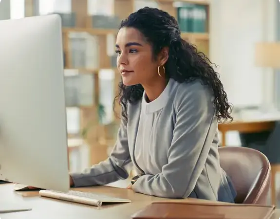 woman working on computer in office